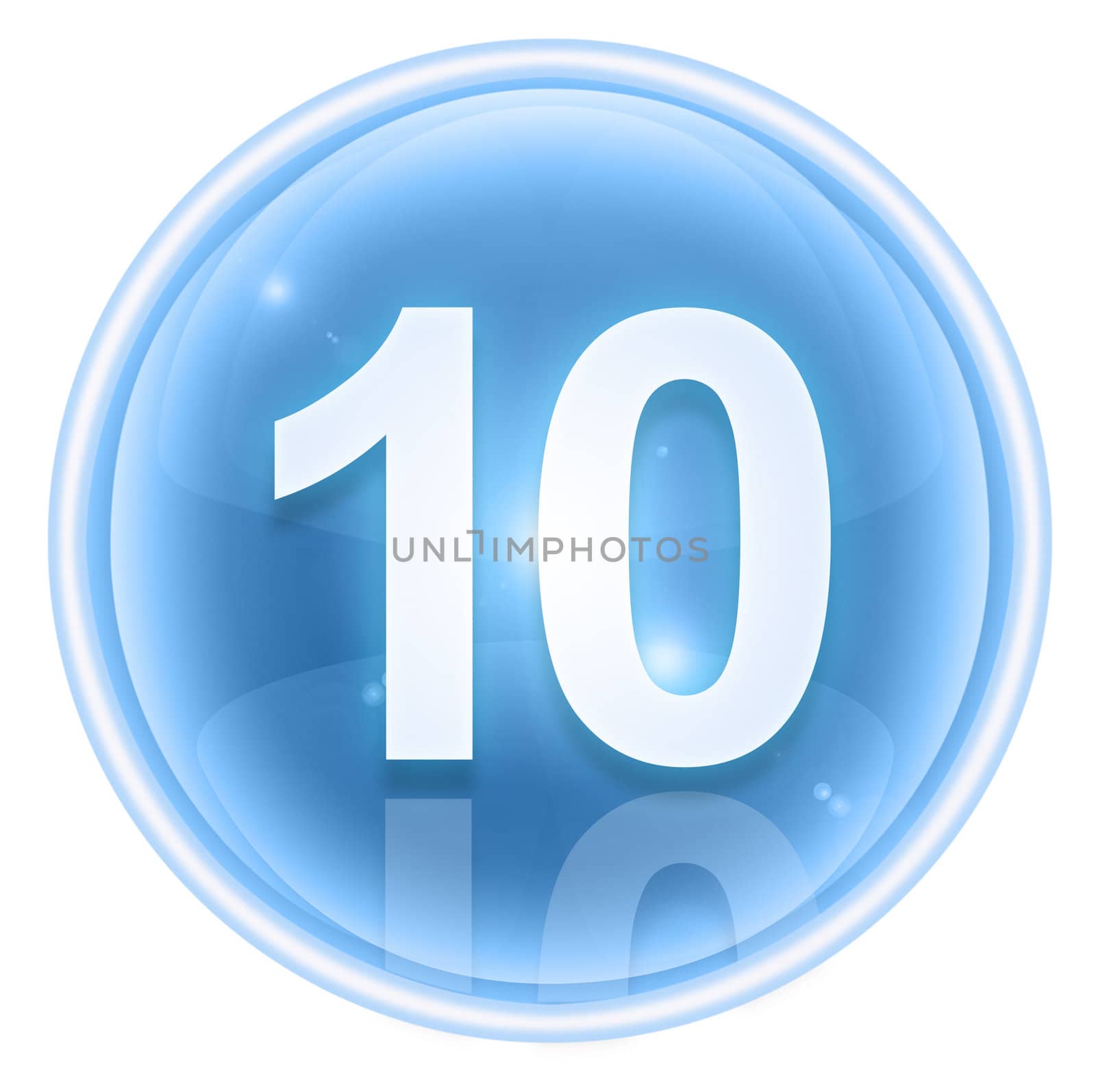 Number ten icon ice, isolated on white background by zeffss
