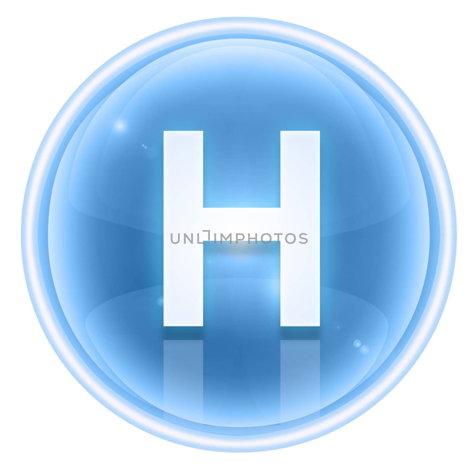 Ice font icon. Letter H, isolated on white background