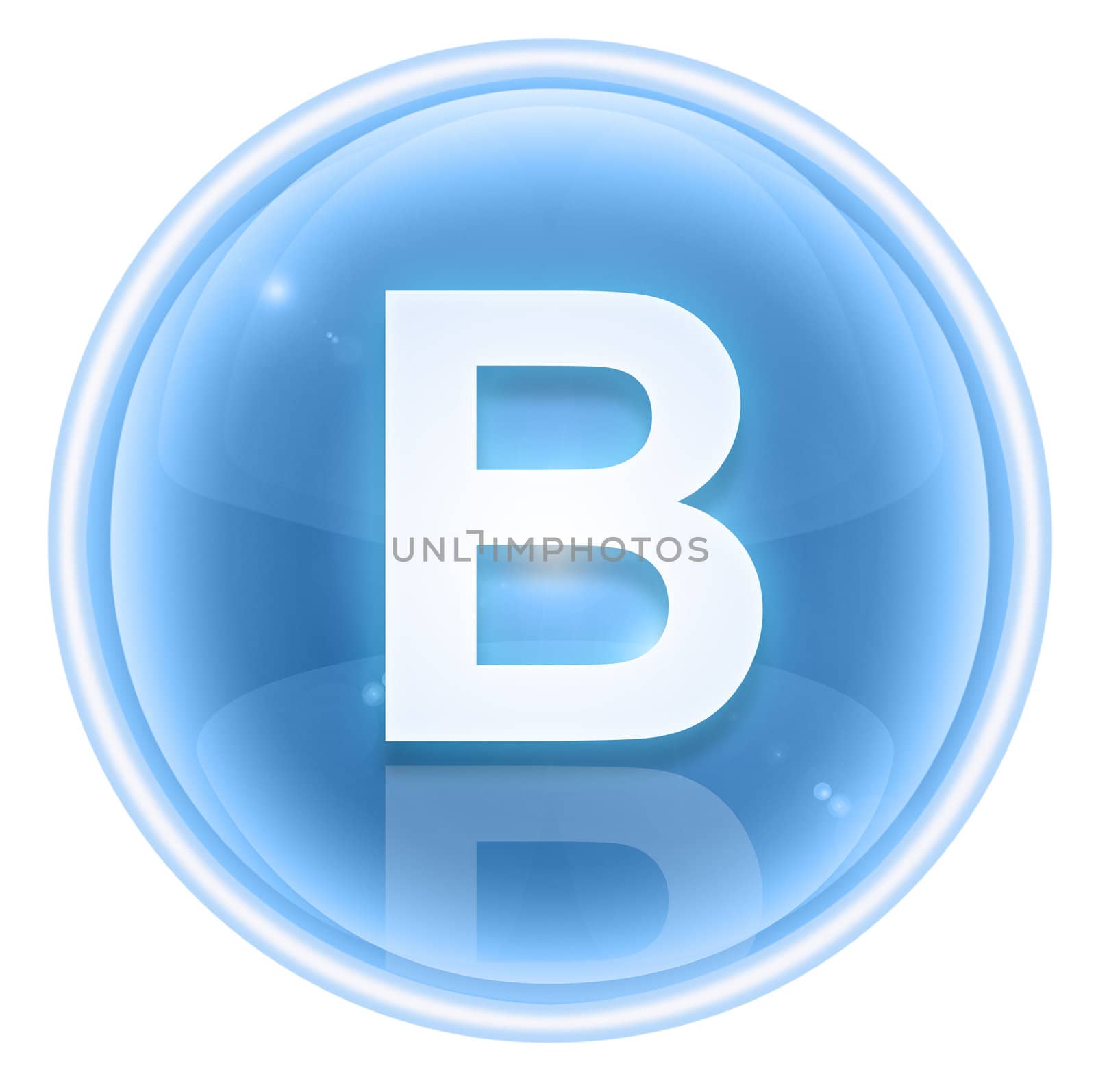 Ice font icon. Letter B, isolated on white background