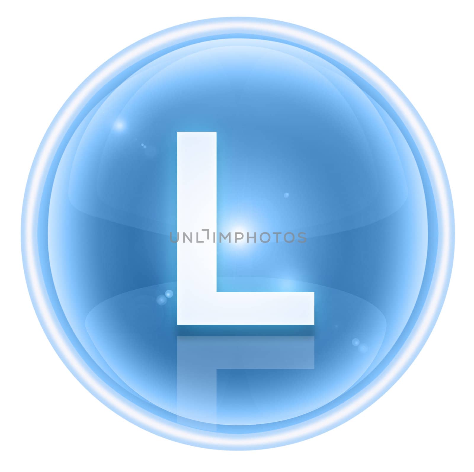 Ice font icon. Letter L, isolated on white background