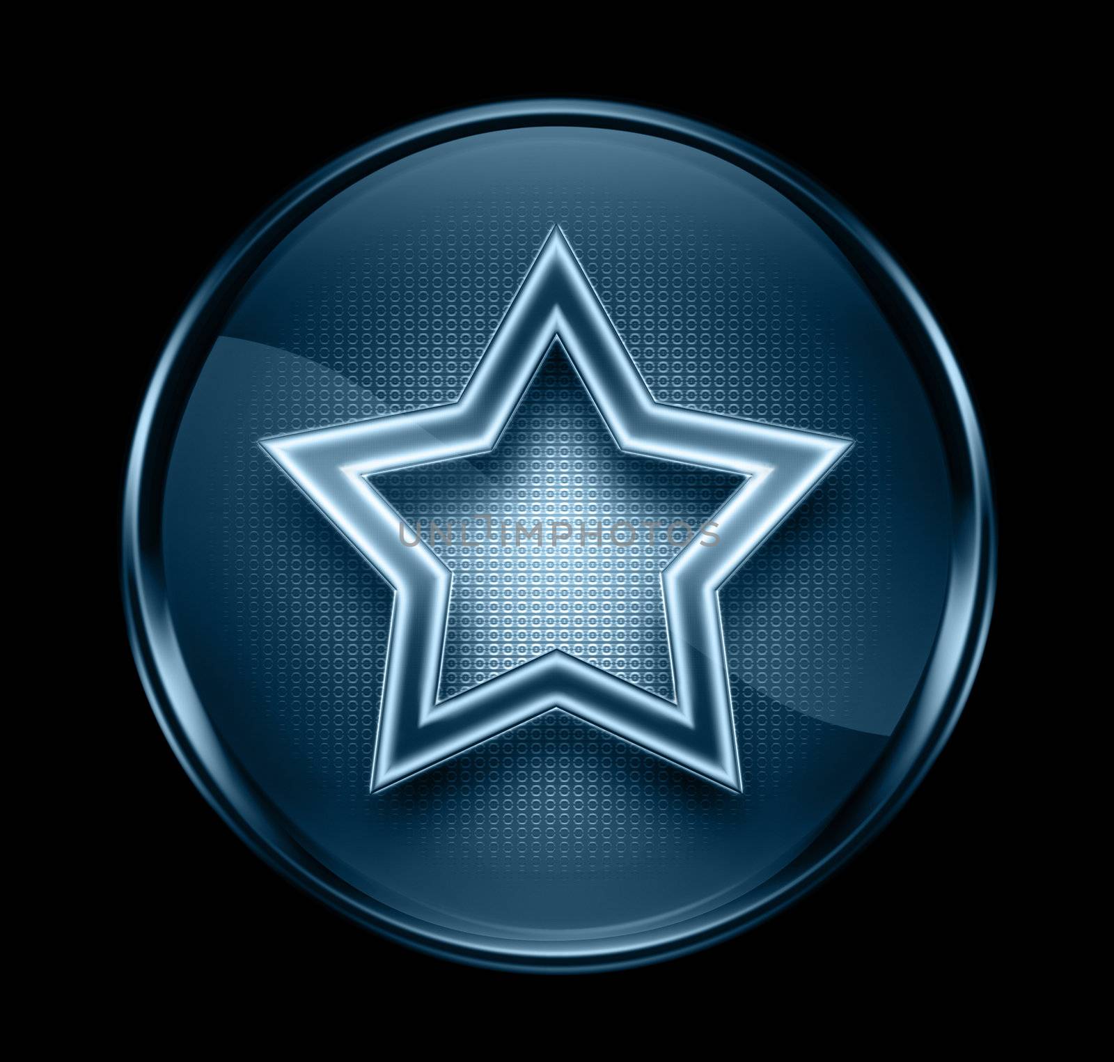 Star icon dark blue, isolated on black background