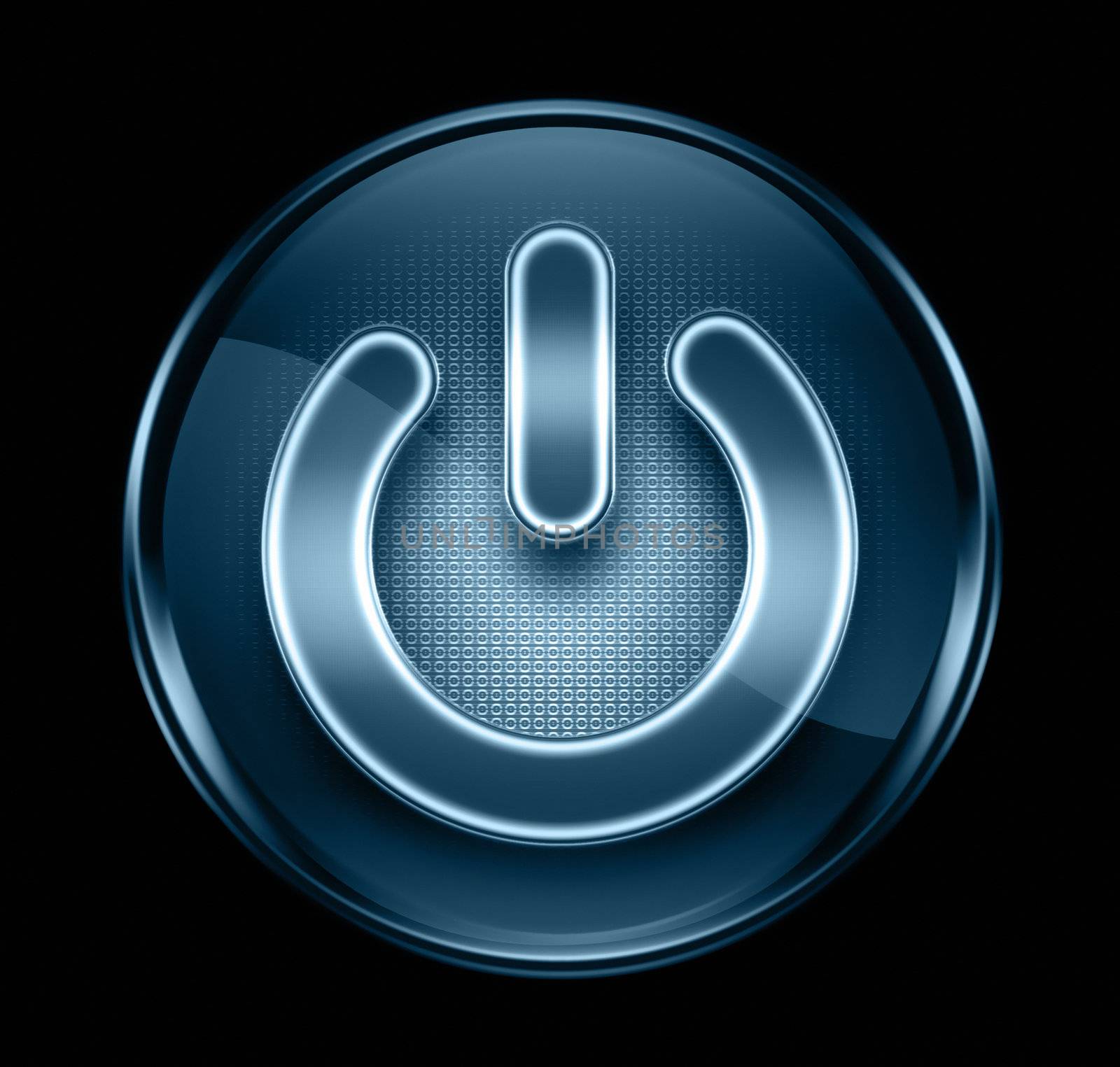 power button icon dark blue, isolated on black