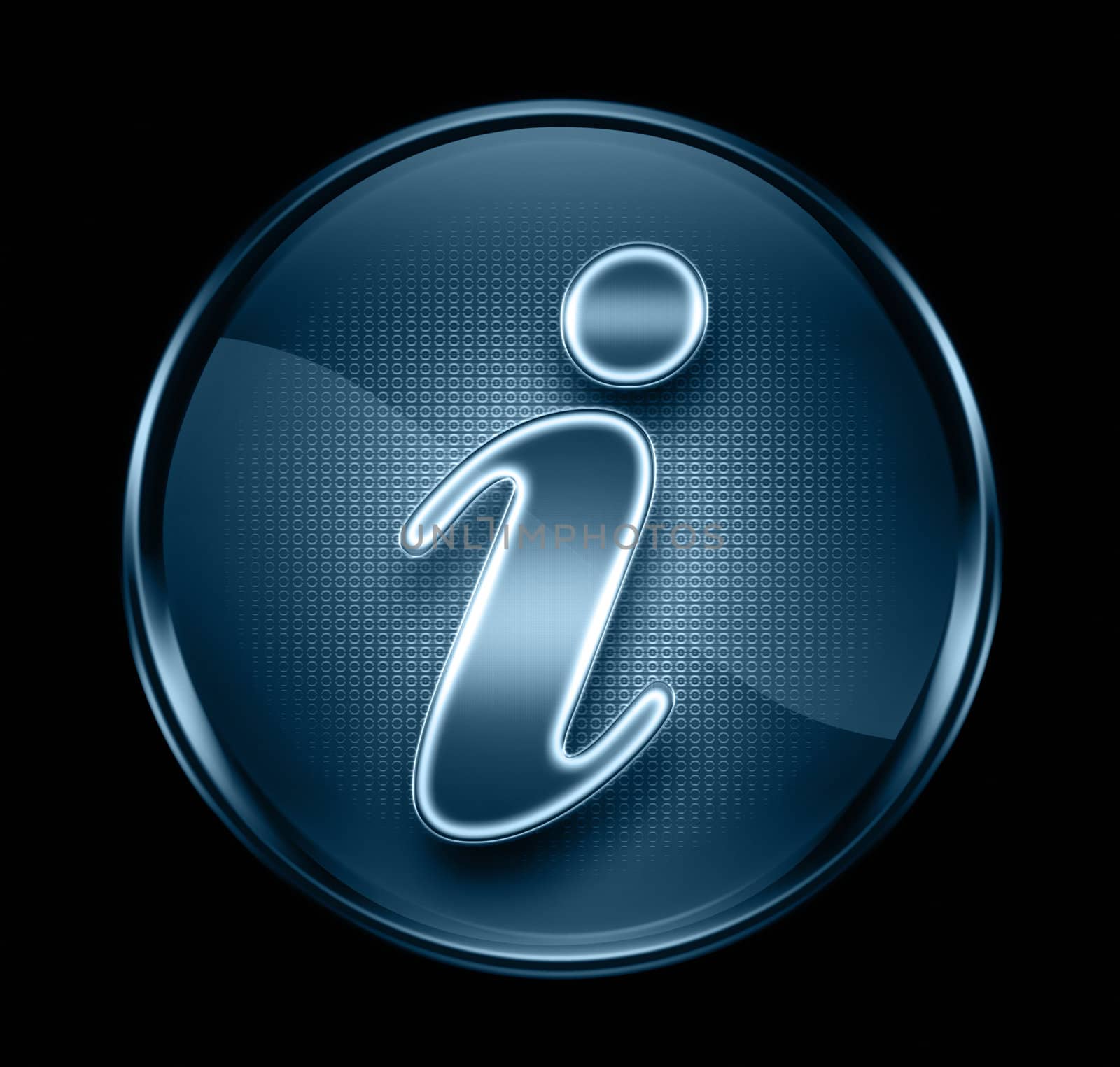 information icon dark blue, isolated on black background