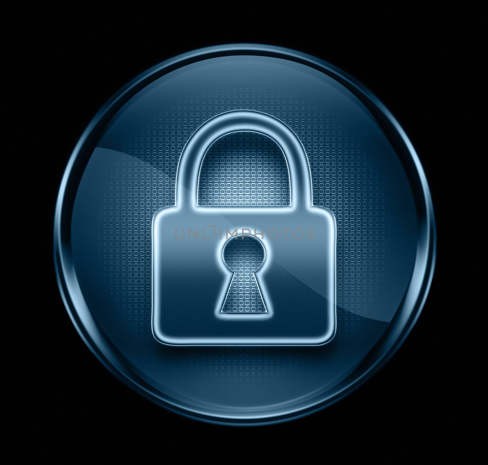 Lock icon dark blue, isolated on black background. by zeffss