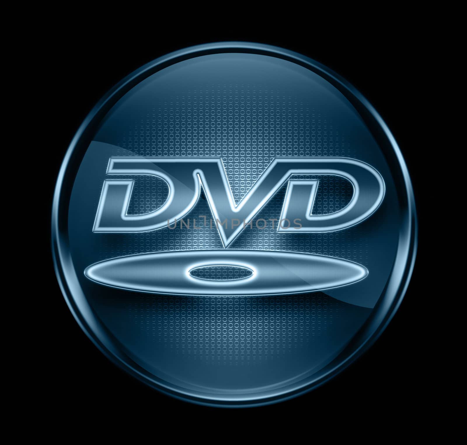 DVD icon dark blue, isolated on black background. by zeffss