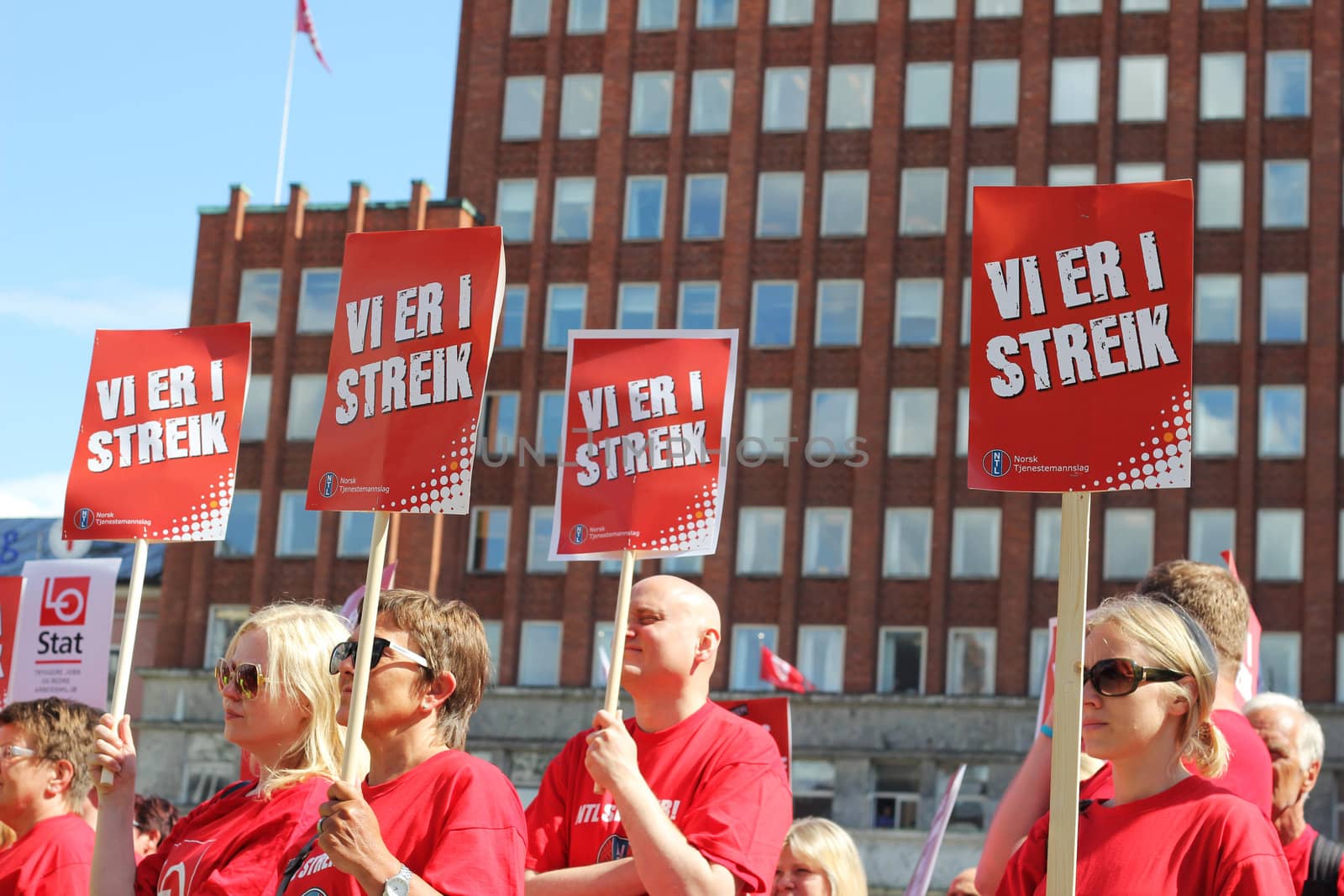 Public sector workers are on strike and protest in Oslo 30.05.2012.