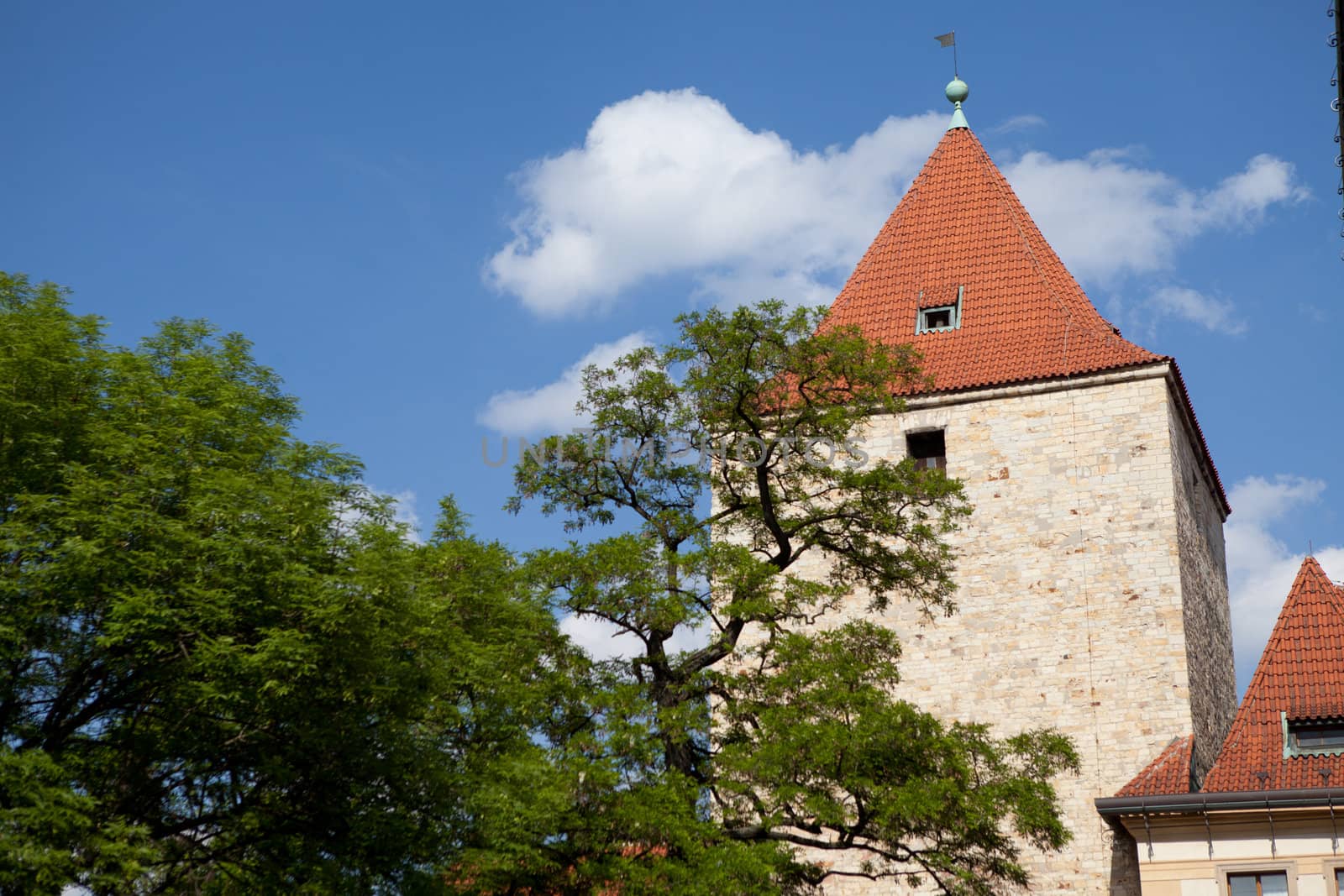 a top of the tower in Prague