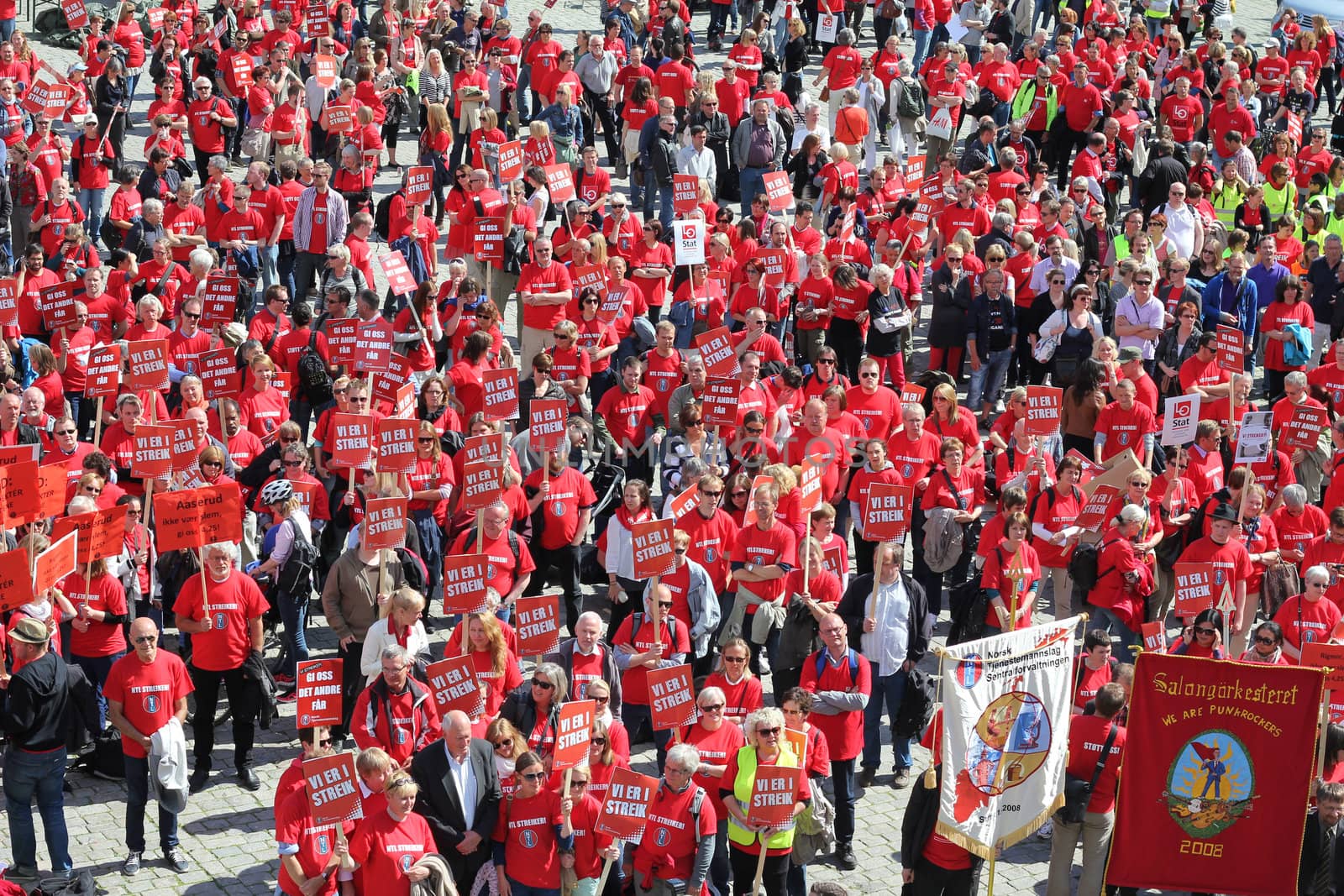 Public sector workers are on strike and protest in Oslo 30.05.2012.