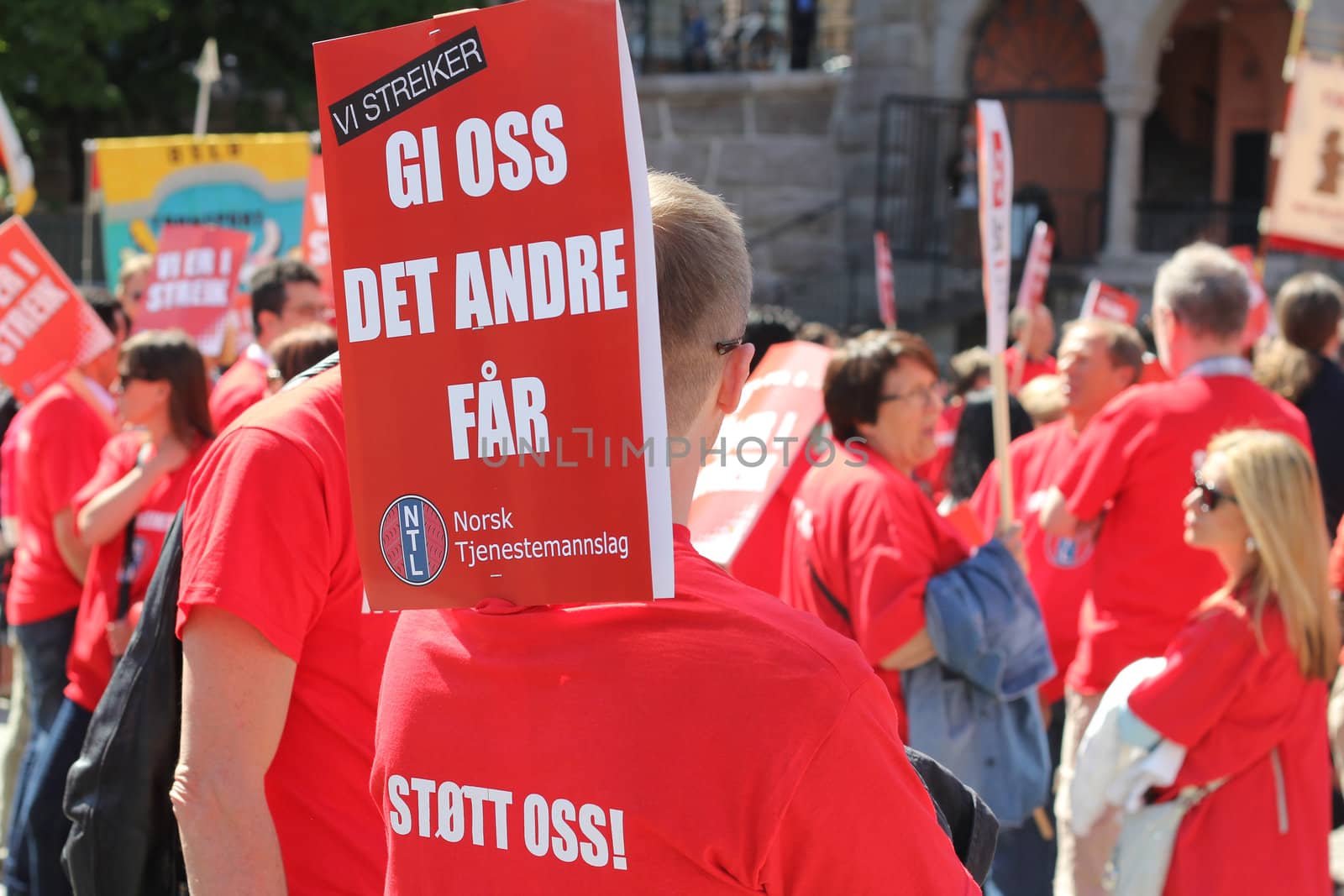 Public sector workers are on strike and protest in Oslo 30.05.2012.