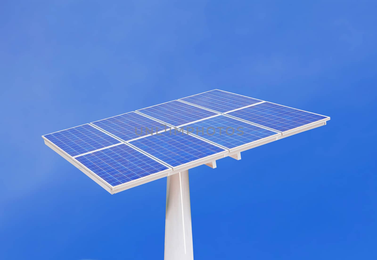 solar cells with blue sky
