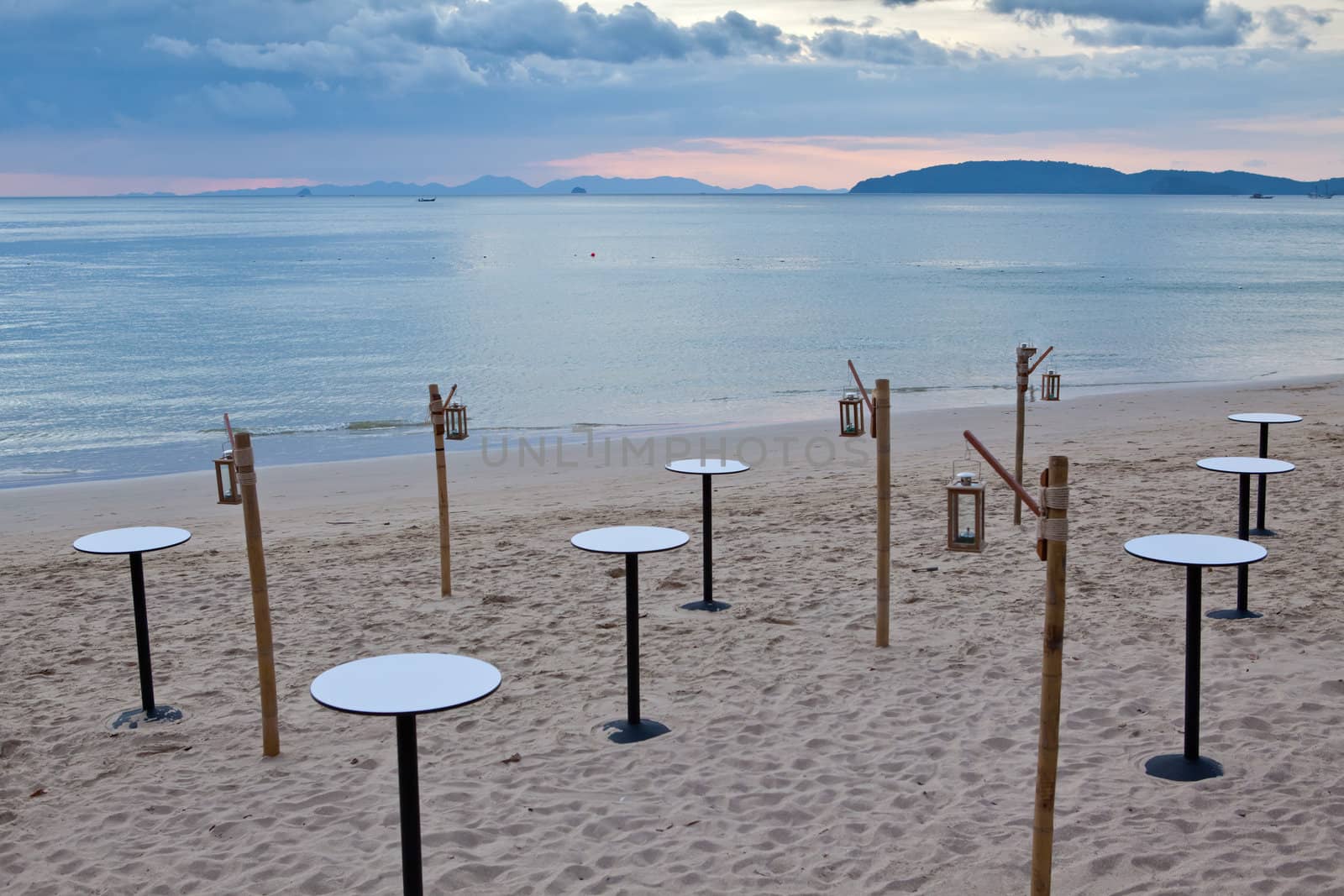 dinner on sunset at beach in Thailand