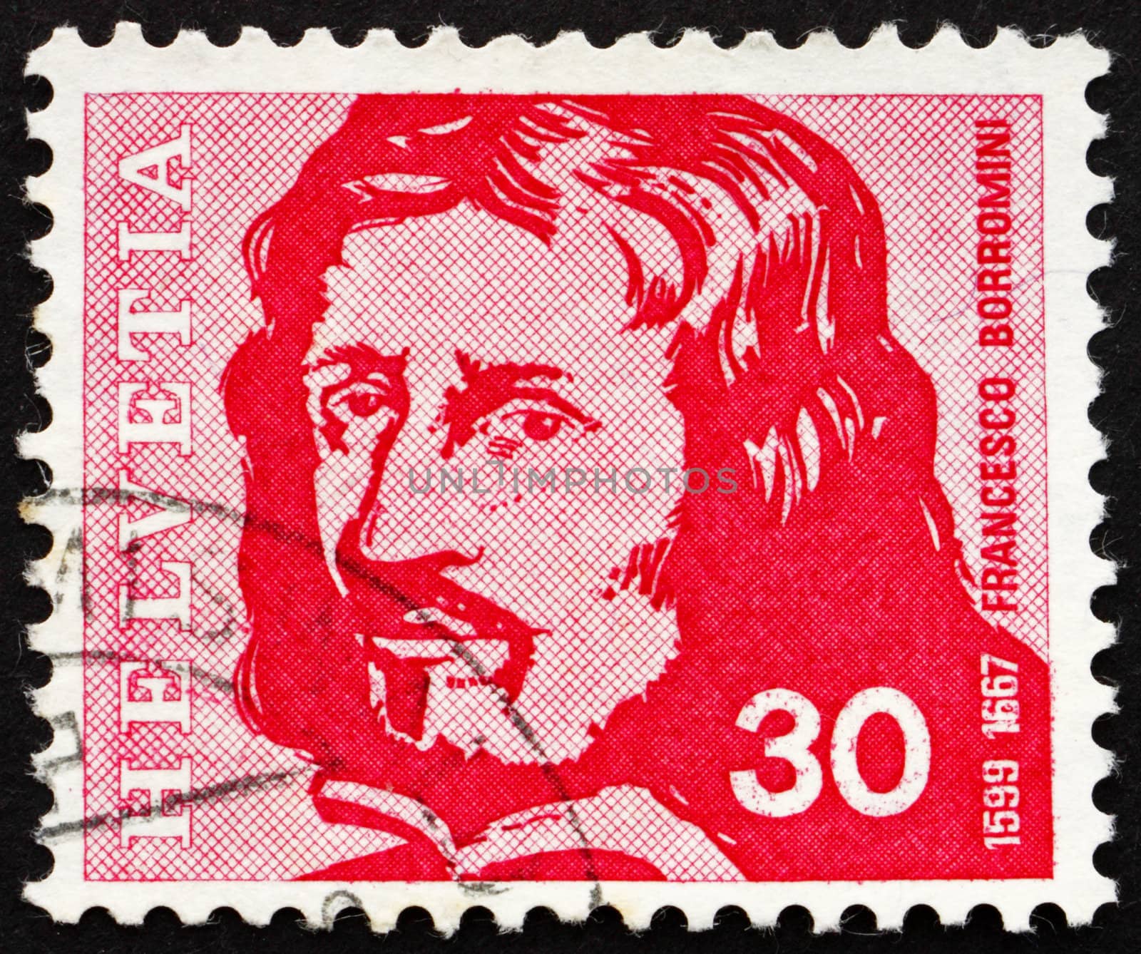 SWITZERLAND - CIRCA 1969: a stamp printed in the Switzerland shows Francesco Borromini, Architect, circa 1969