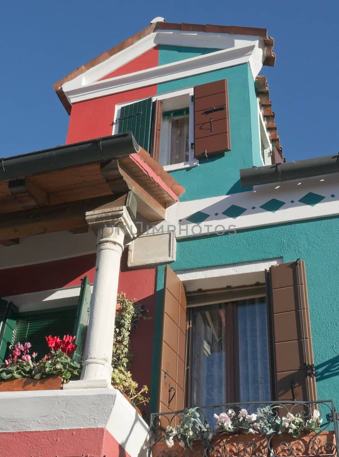 Brightly-colored house on the island of Burano, near Venice