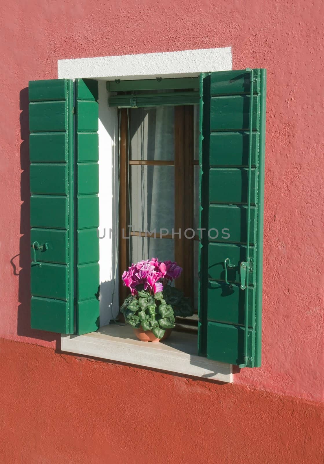 Window of a house from the island of Burano in Italy near Venice