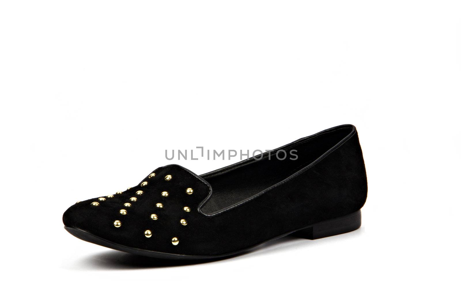 black babette shoe with silver beads