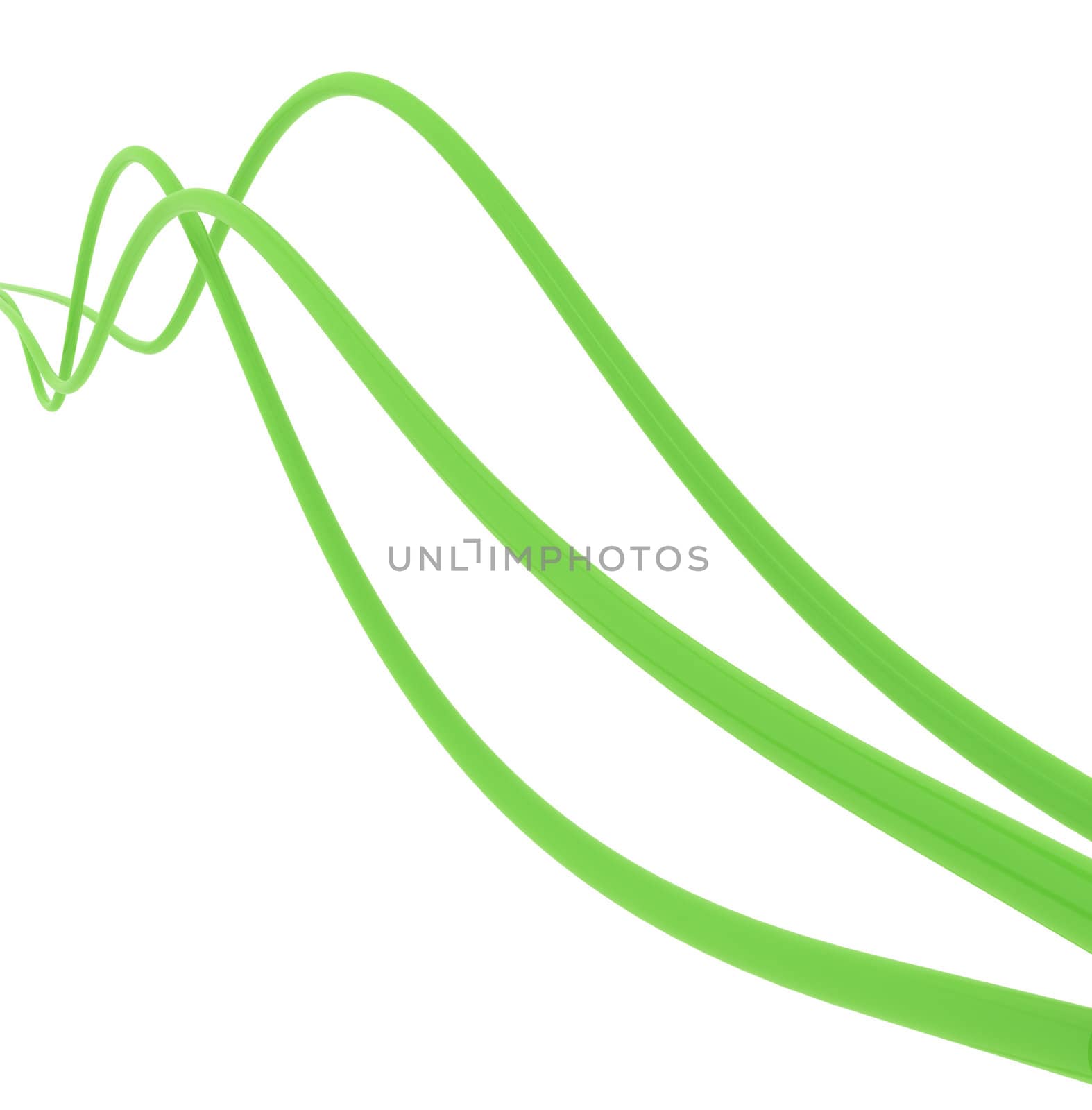 fibre-optical green cables on a white background