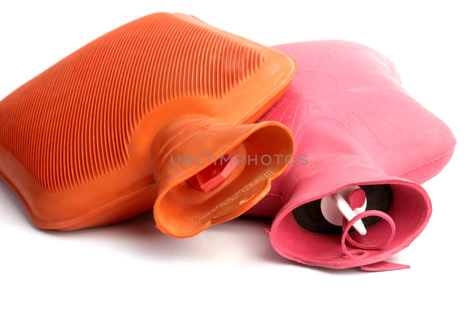 Two medical hot-water bottles  on a white background