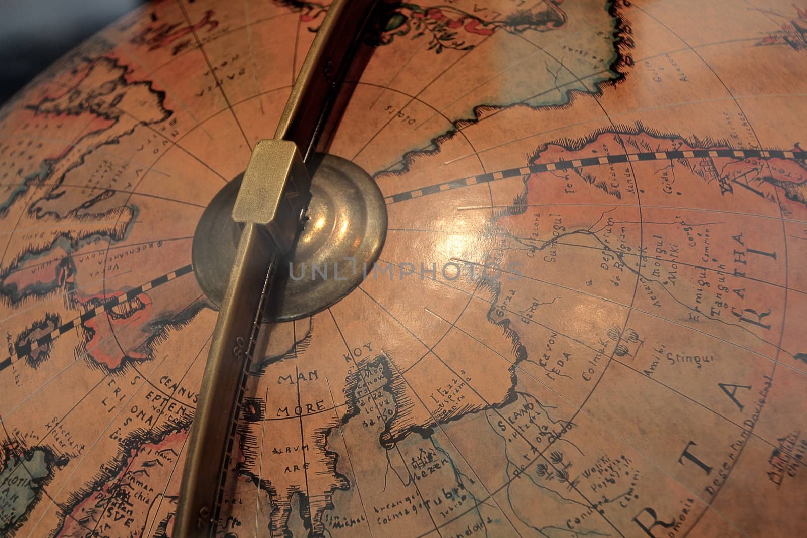 Detail of a old map on a globe from the 18th century by lifeinapixel