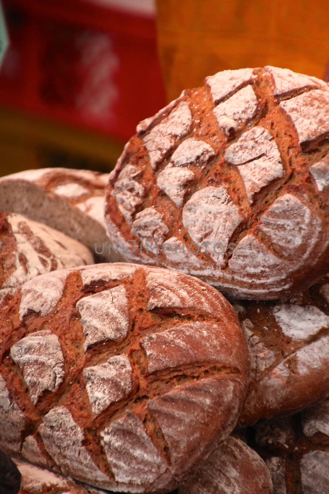 Bread made from white flour on the market