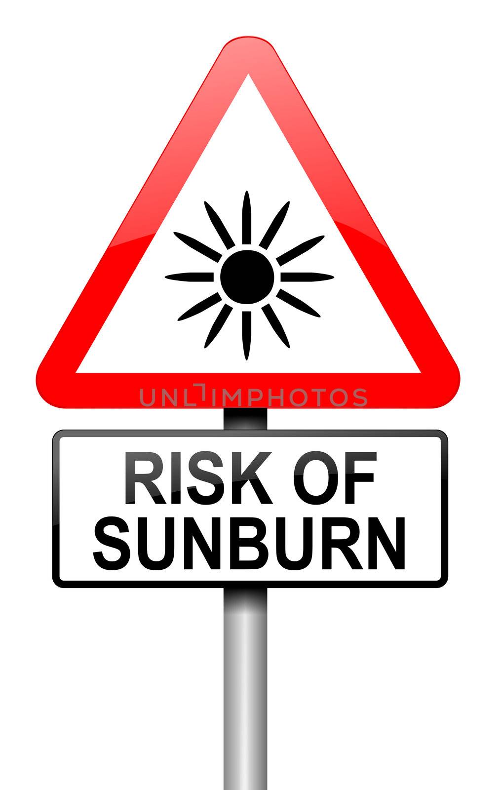 Illustration depicting a road traffic sign with asunburn risk concept. White background.