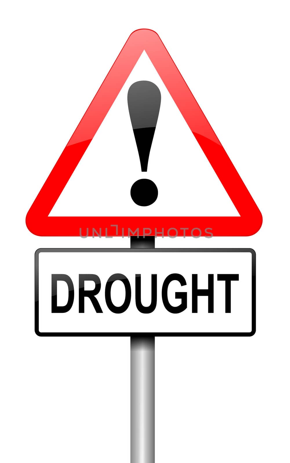 Illustration depicting a road traffic sign with a drought concept. White background.