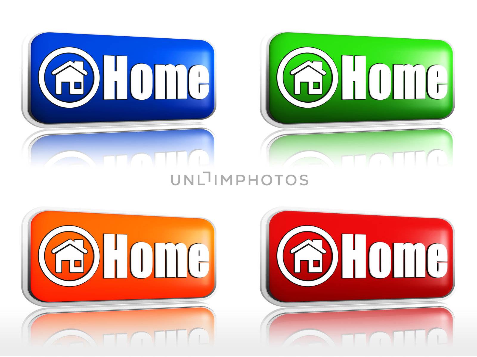 Home  Four color buttons red, blue, orange, green