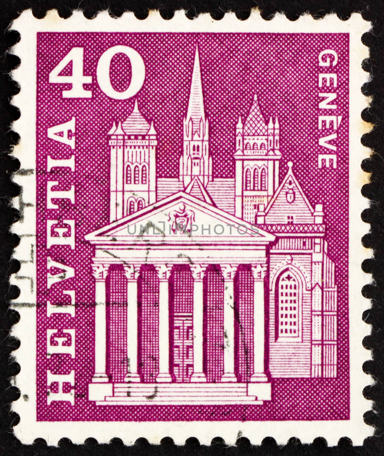 SWITZERLAND - CIRCA 1960: a stamp printed in the Switzerland shows St. Pierre Cathedral, Geneva, circa 1960