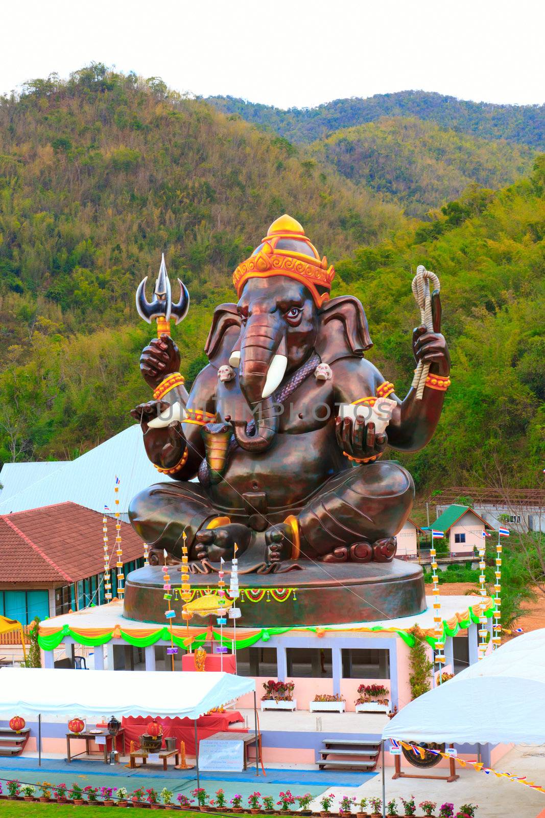 Antique ganesh statue in the valley.