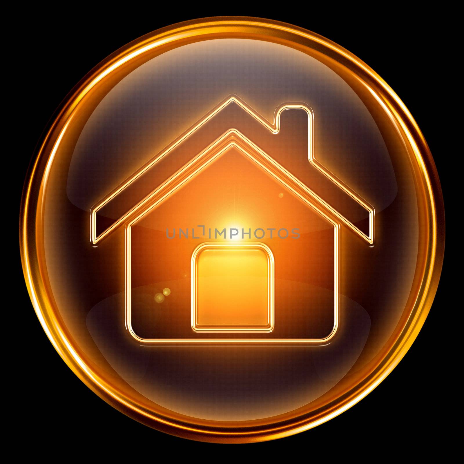 House icon gold, isolated on black background by zeffss