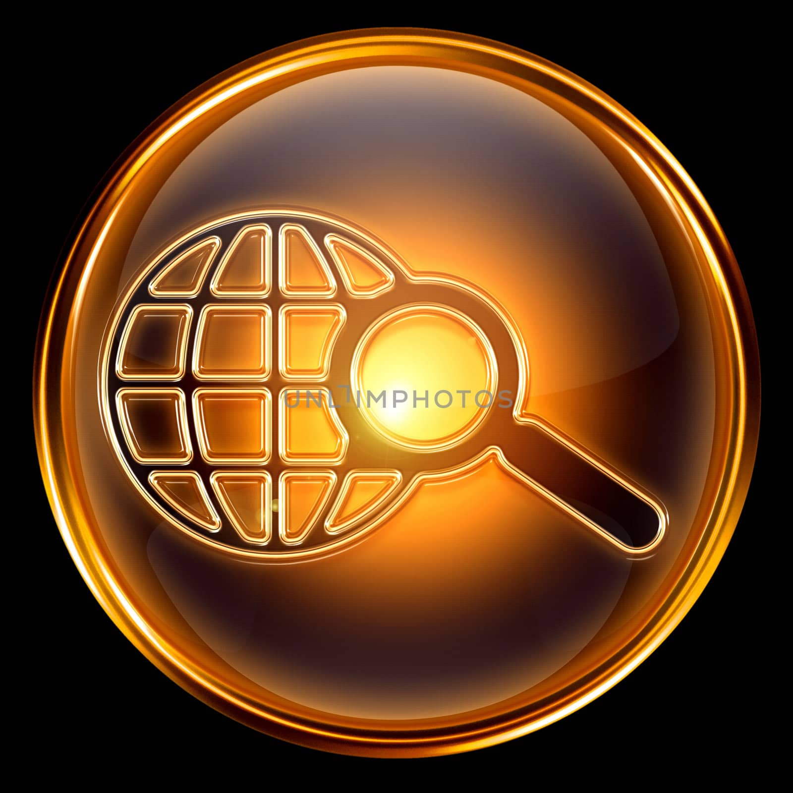 search icon gold, isolated on black background  by zeffss