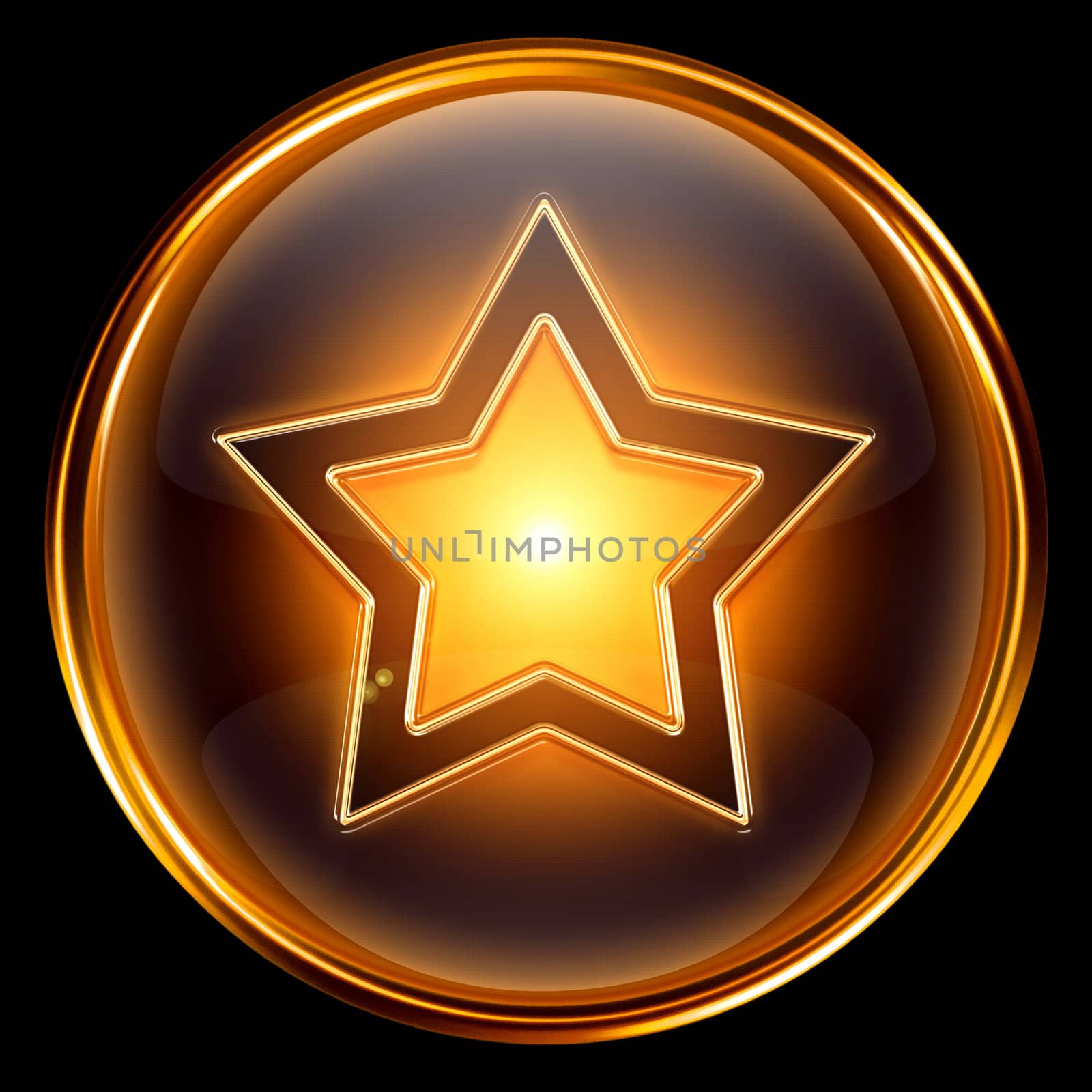 star icon gold, isolated on black background  by zeffss