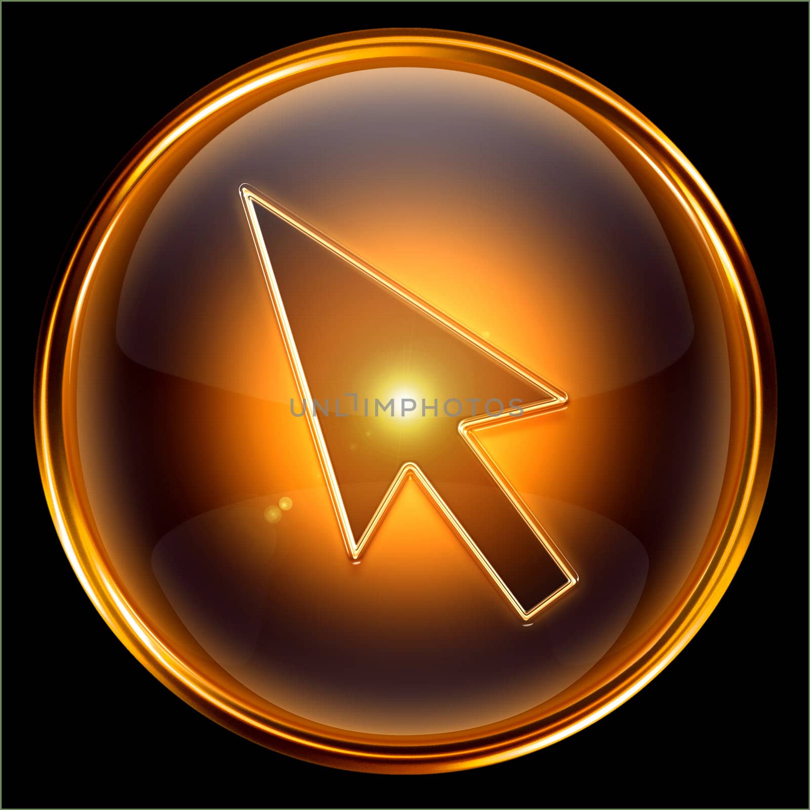 cursor icon gold, isolated on black background