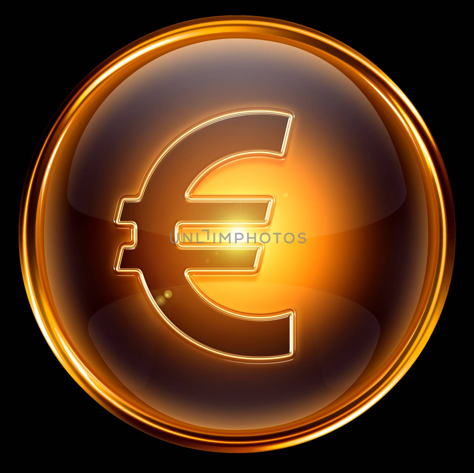 euro icon gold, isolated on black background. by zeffss