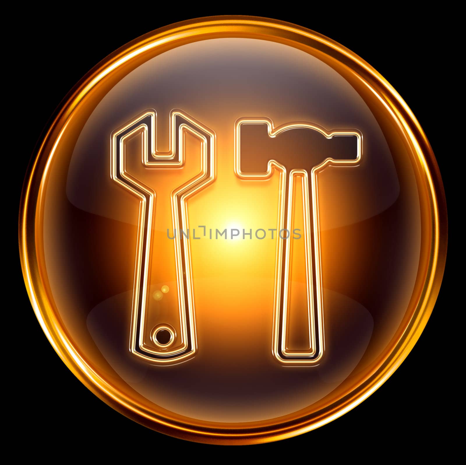 Tools icon gold, isolated on black background by zeffss