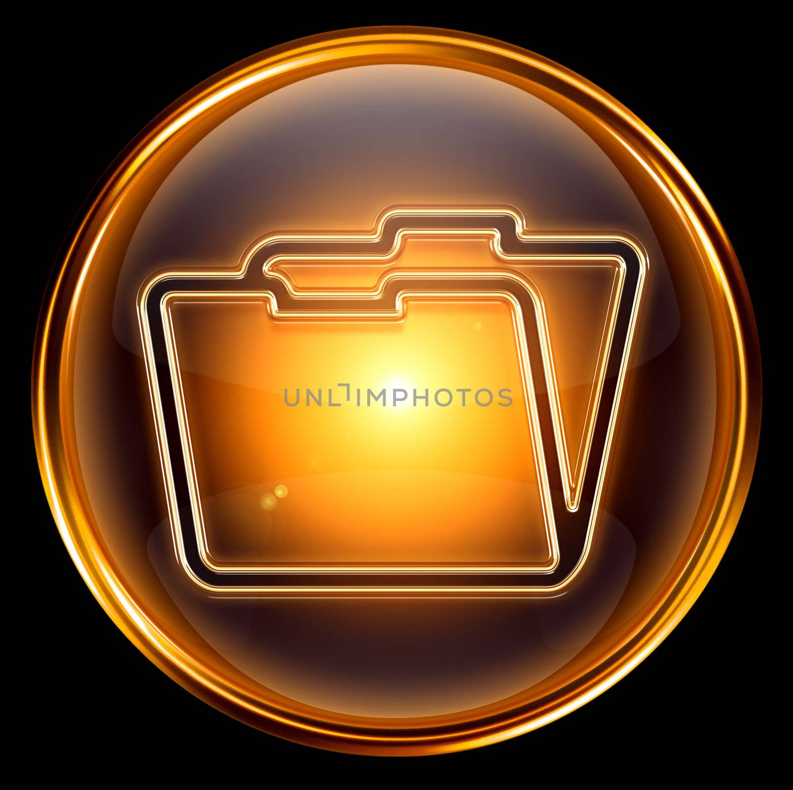 Folder icon gold, isolated on black background by zeffss
