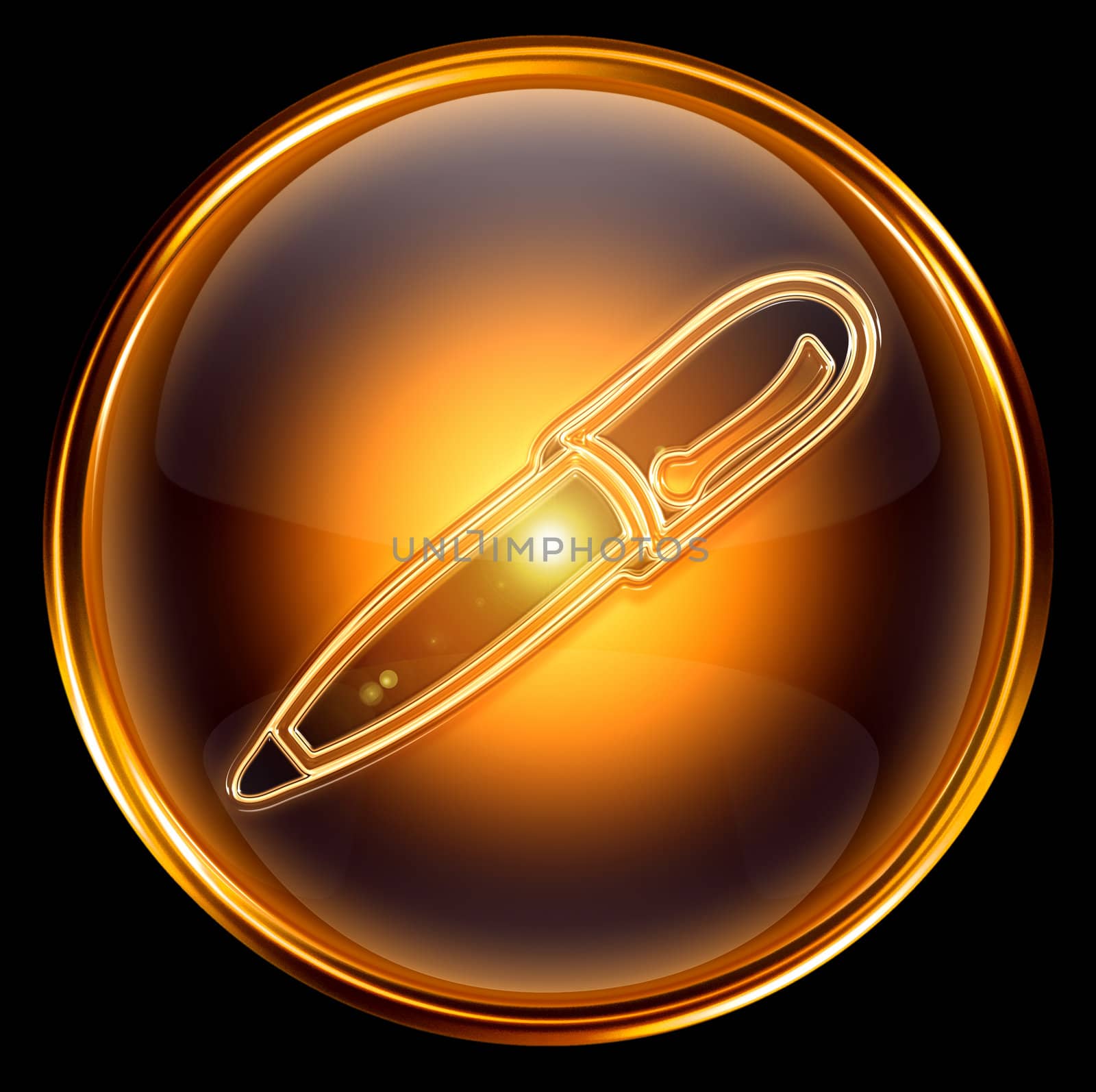 pen icon gold, isolated on black background  by zeffss