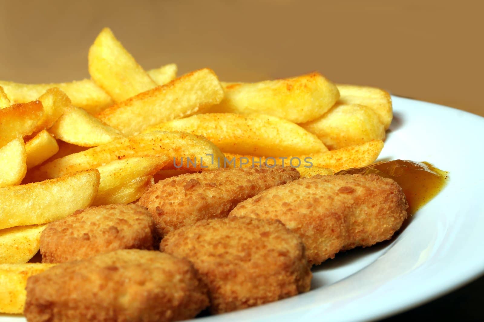 chicken nuggets with french fries by Teka77