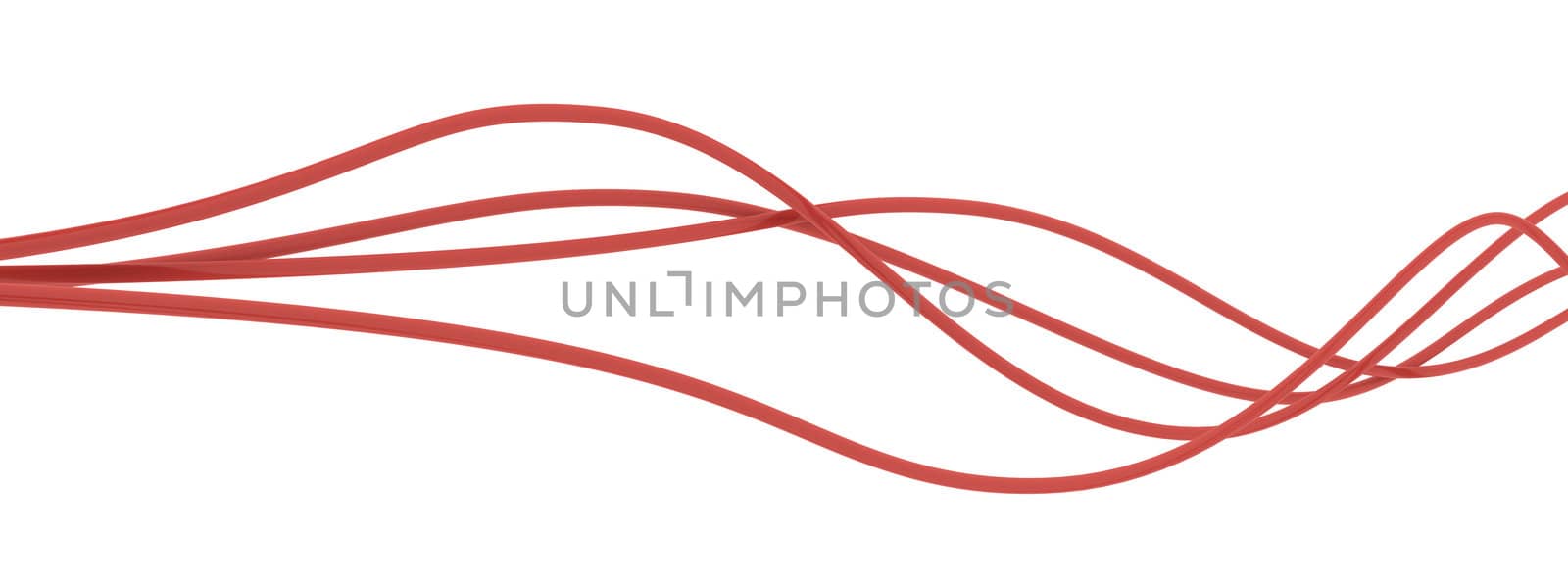 fibre-optical red cables on a white background