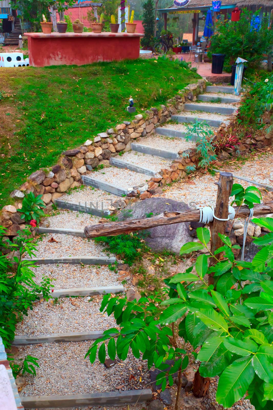 Way up Stair in home garden.