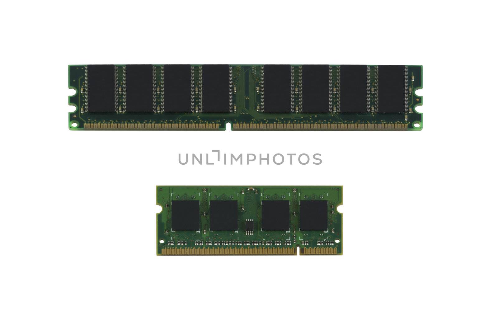 Stack of computer memory modules isolated on a white background 