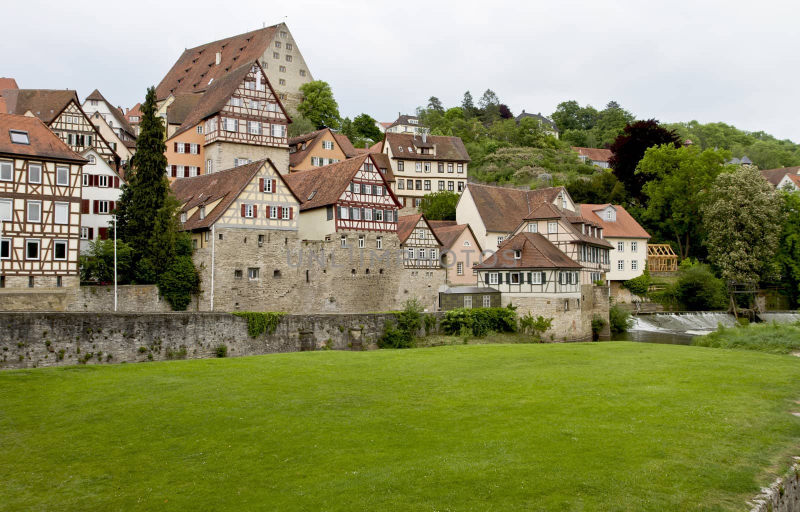 historic city in south west germany with lawn