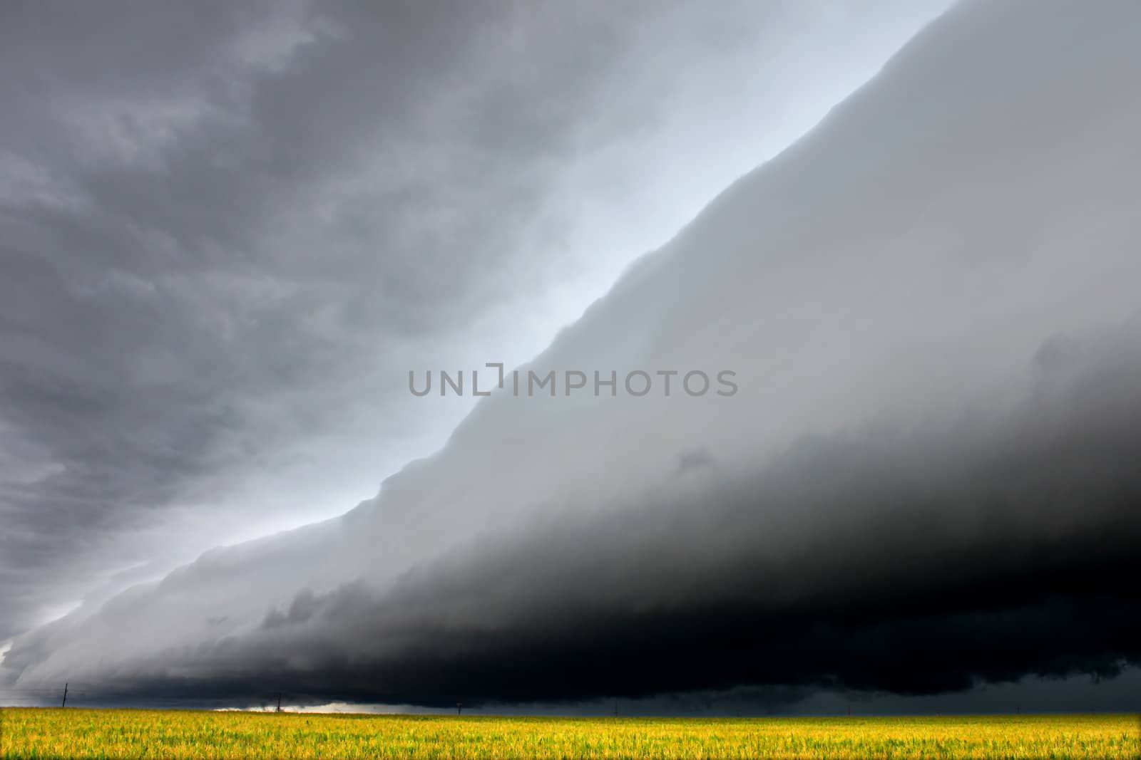 Dark shelf cloud in Illinois foreshadows a violent storm raging in from the west.