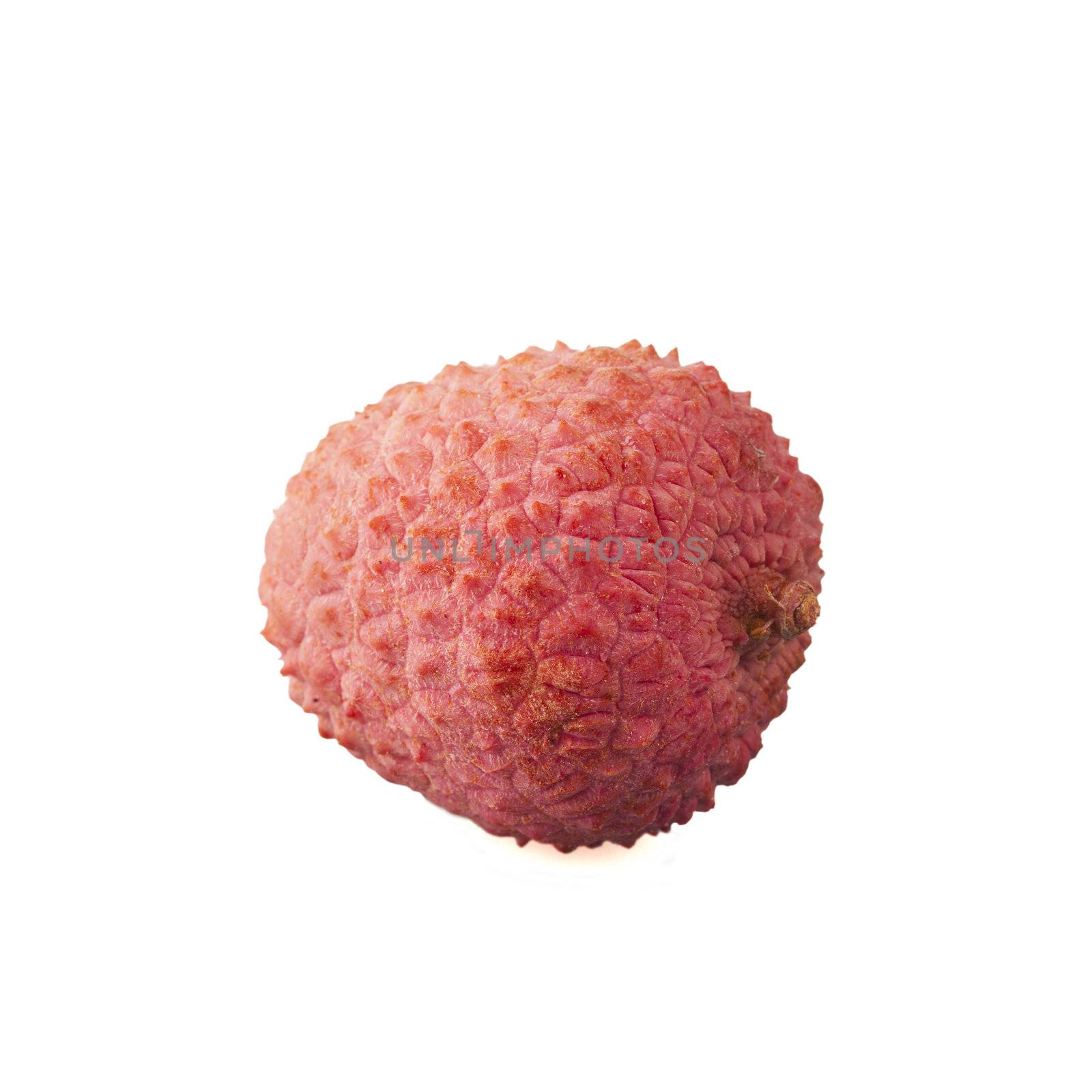 Fresh tropical lychee fruit isolated on a white background.