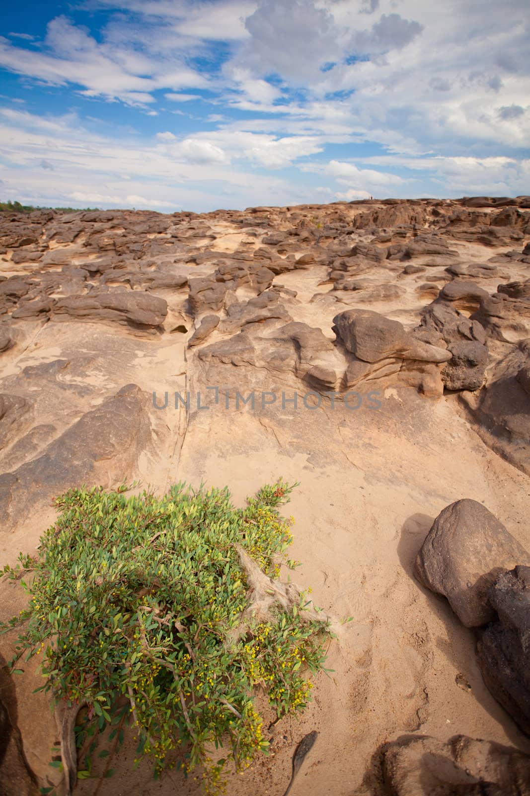 Sampanbok (3000 Hole), The Amazing of Rock in Mekong River, Ubon Ratchathani, Thailand.