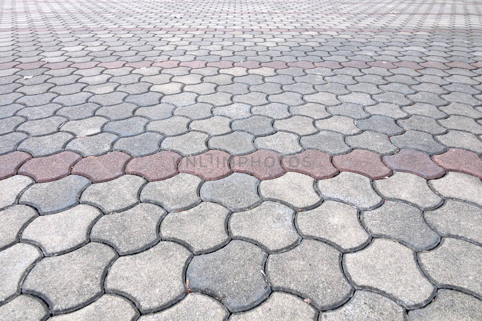 Brick pathway colorful in the park