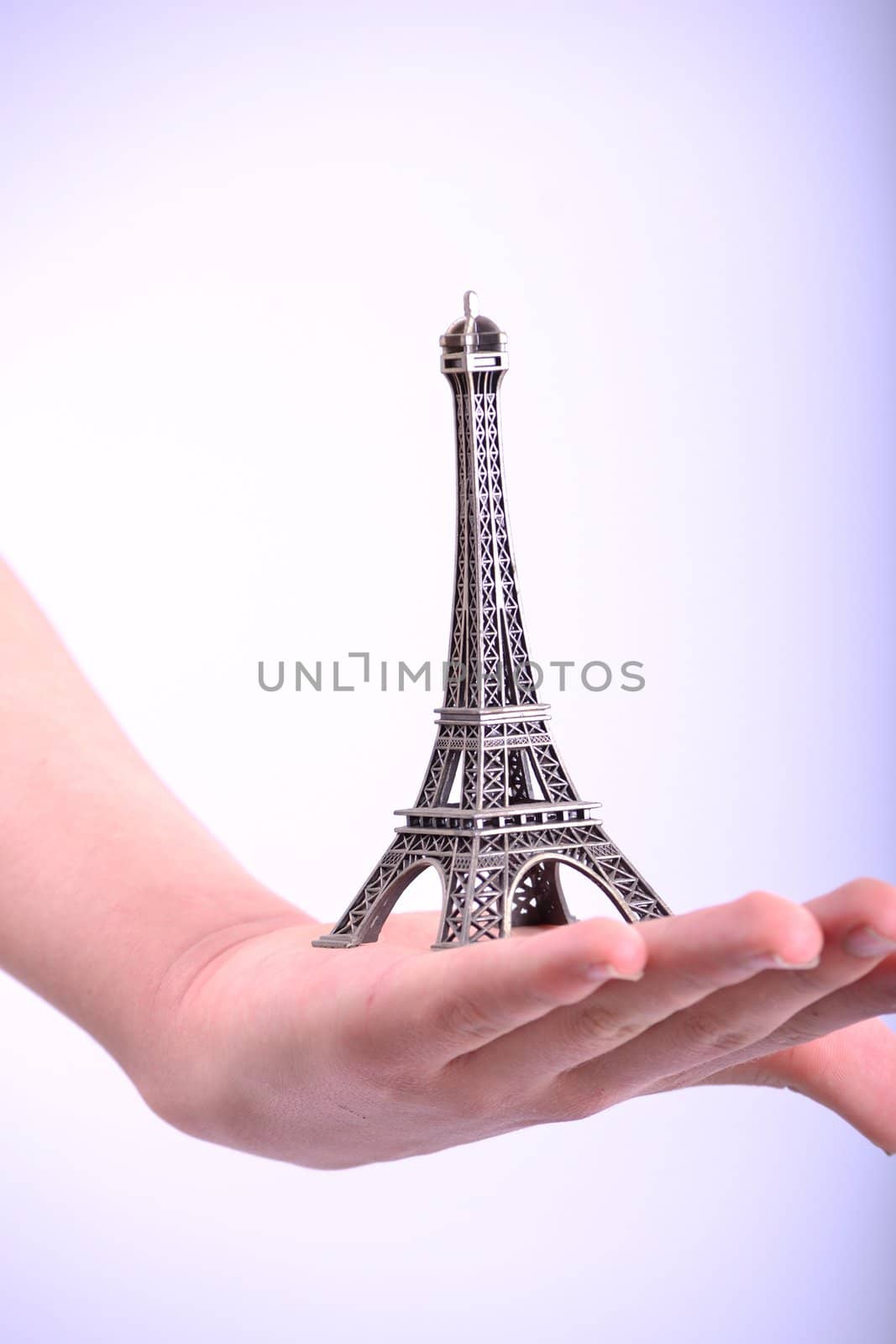 miniature Eiffel Tower is set to hand