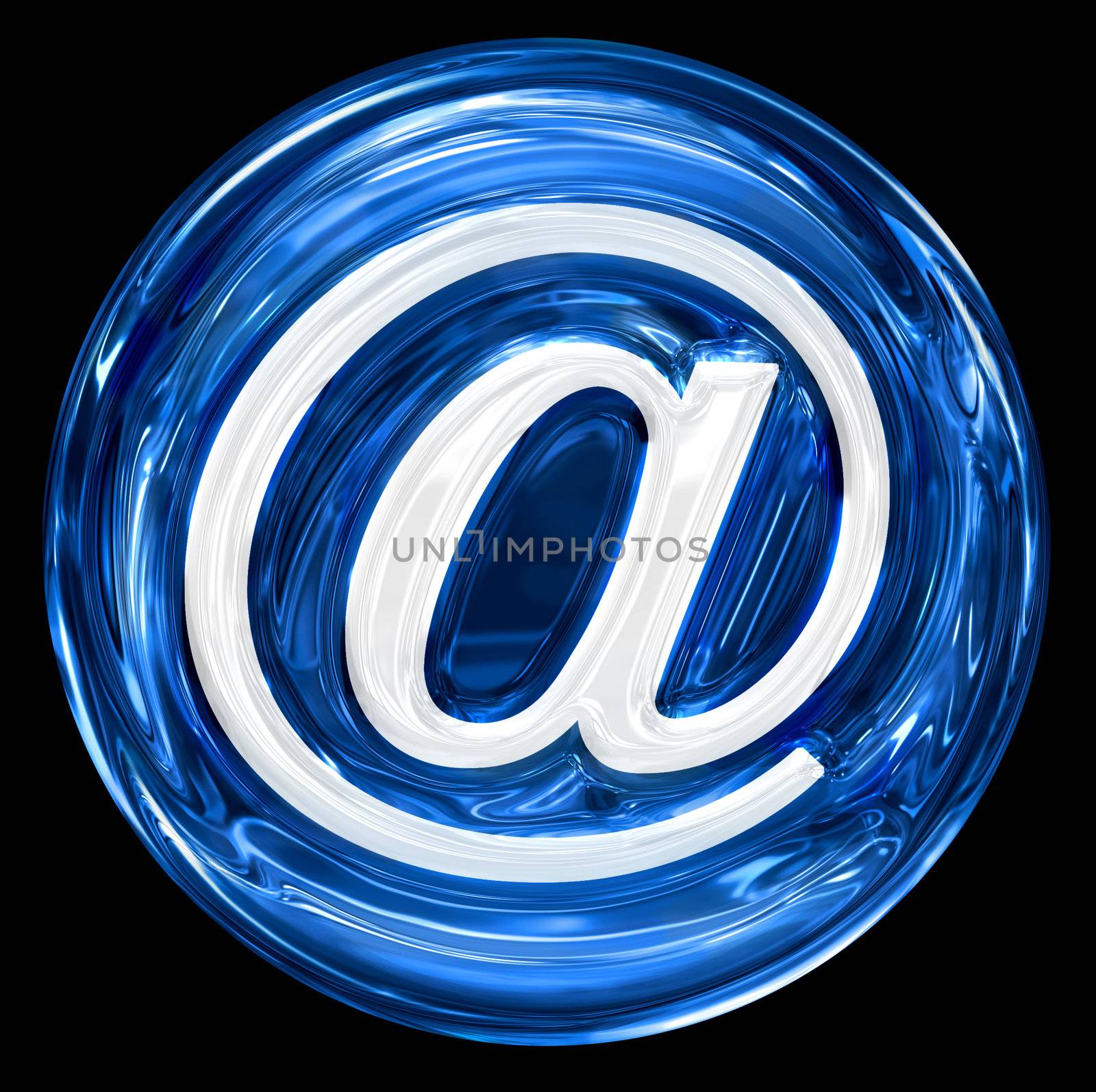 email symbol blue, isolated on black background. by zeffss