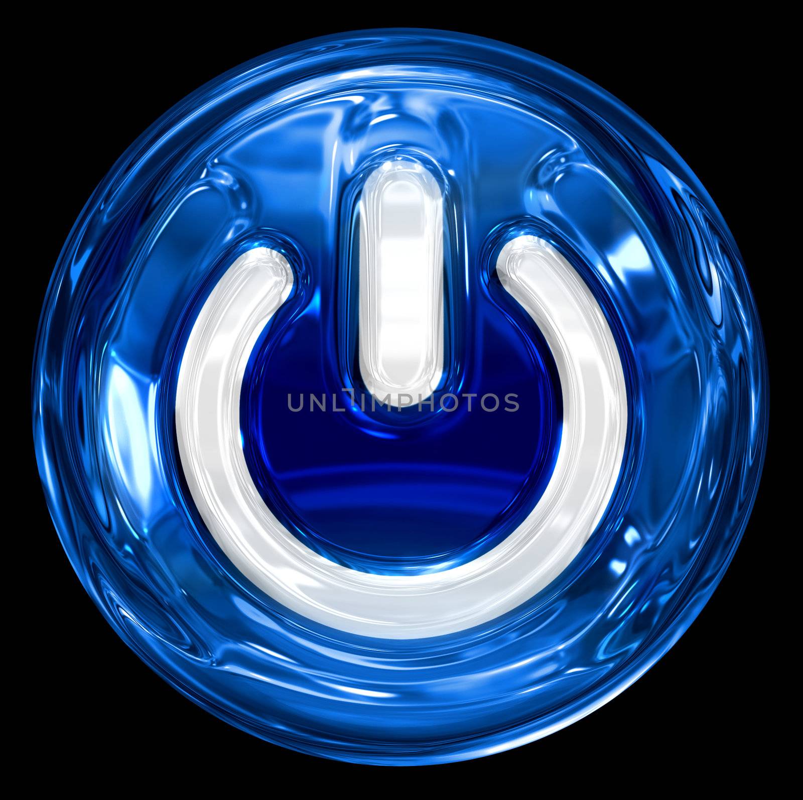 power button blue, isolated on black background. by zeffss