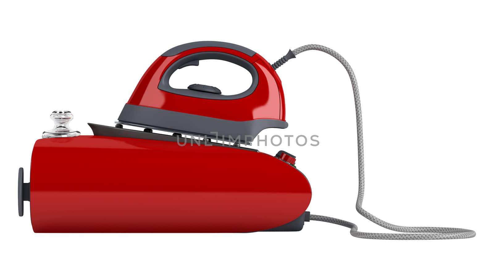 Professional central steam iron isolated on white background
