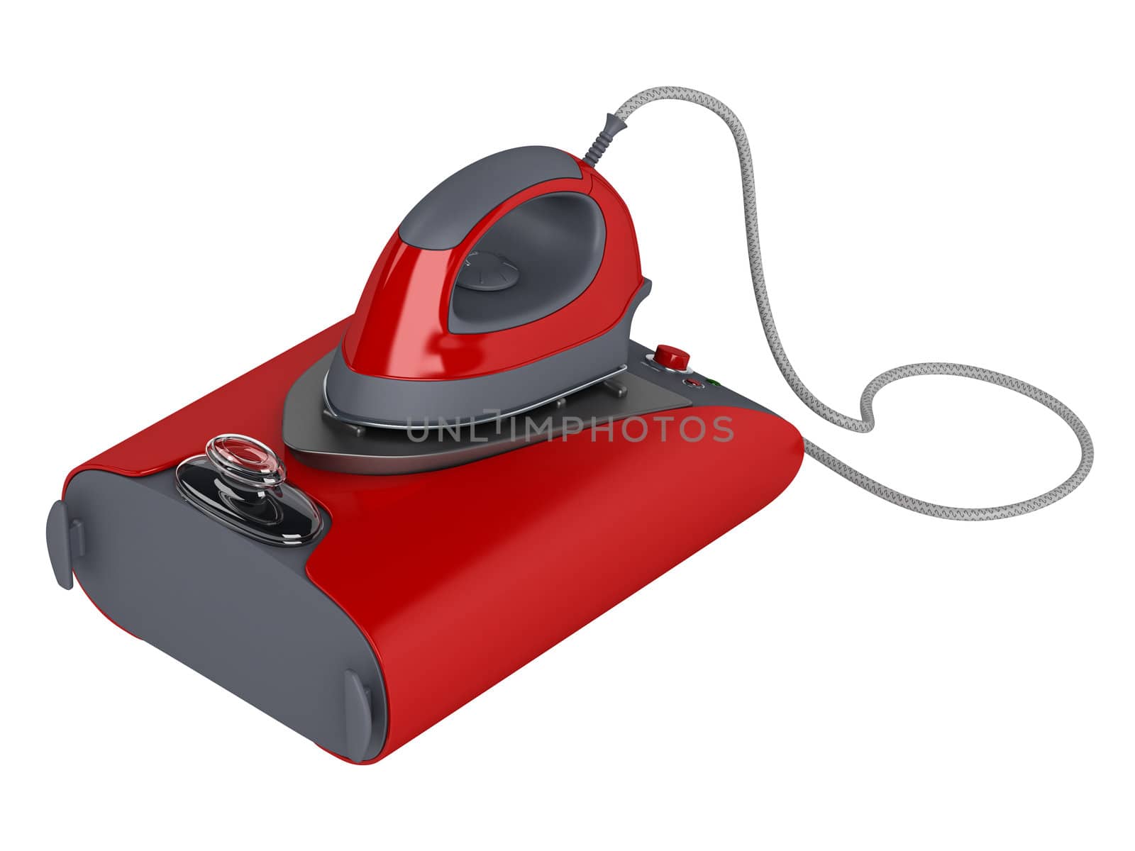 Professional central steam iron isolated on white background